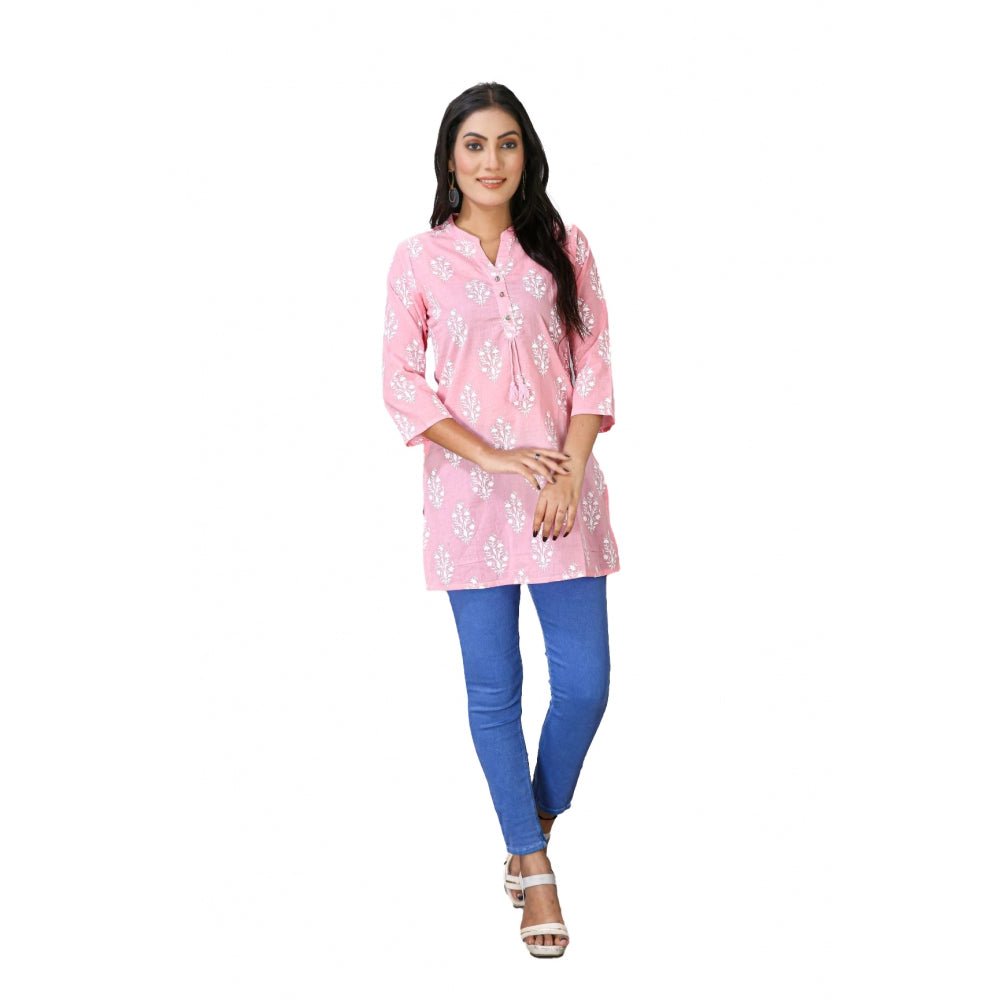 Casual 3/4 Sleeve Cotton Blend Printed Kurti