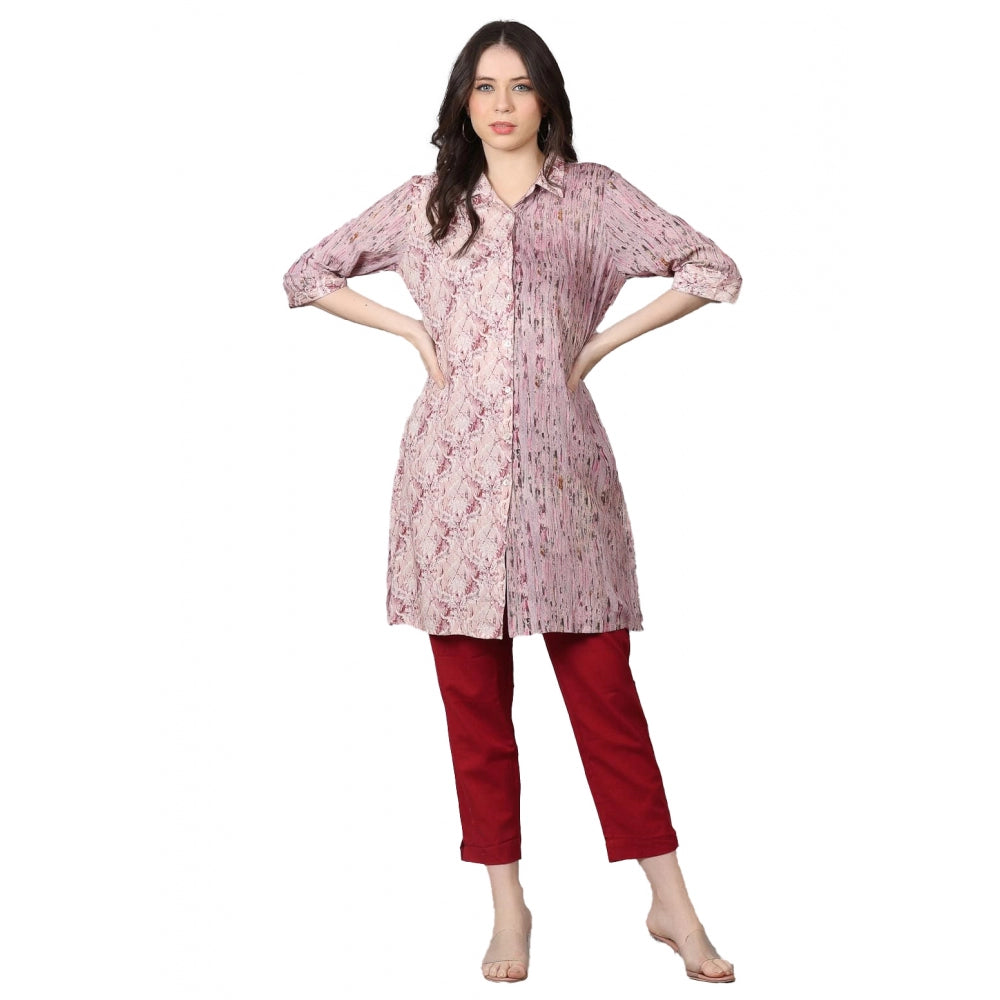 Casual 3/4 Sleeve Viscose Rayon Printed Kurti