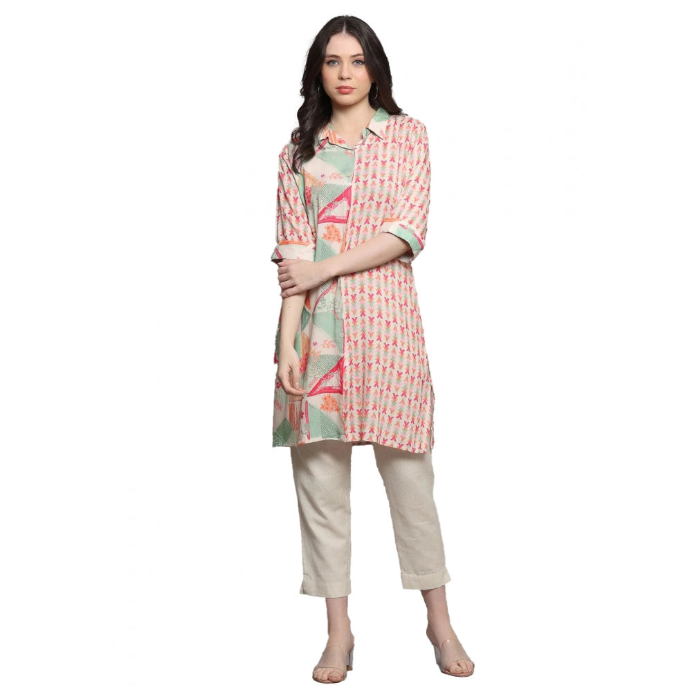 Casual 3/4 Sleeve Viscose Rayon Printed Kurti