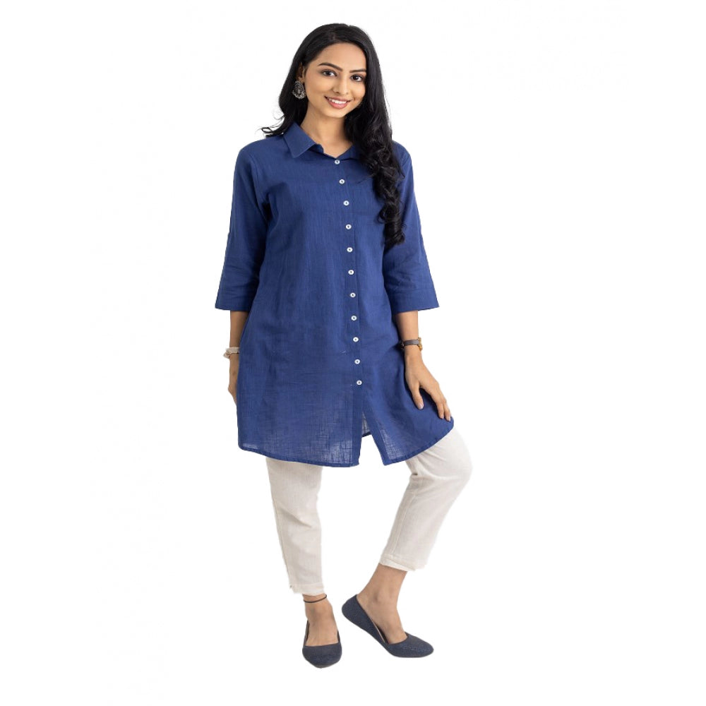 Casual 3/4 Sleeve Viscose Rayon Solid Kurti