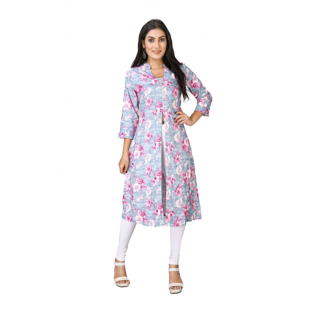 Casual 3/4 Sleeve Viscose Rayon Printed Kurti