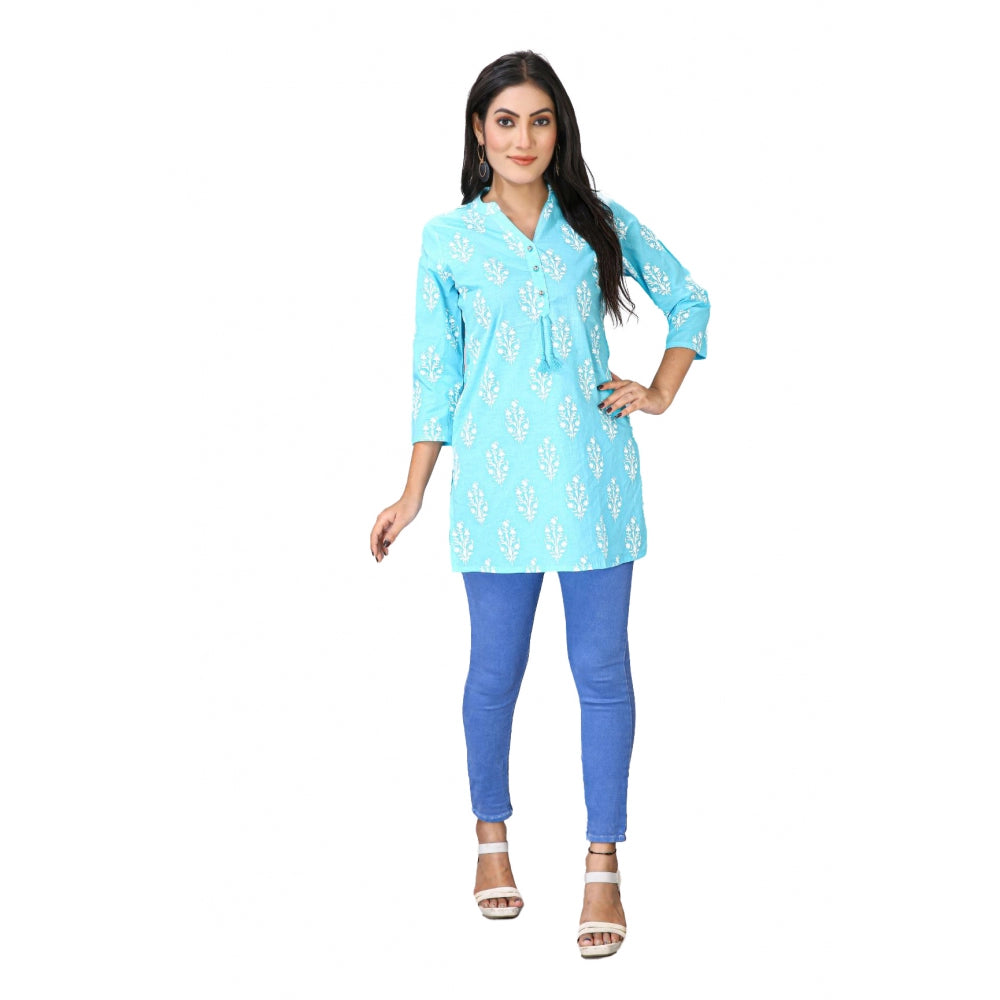 Casual 3/4 Sleeve Cotton Blend Printed Kurti