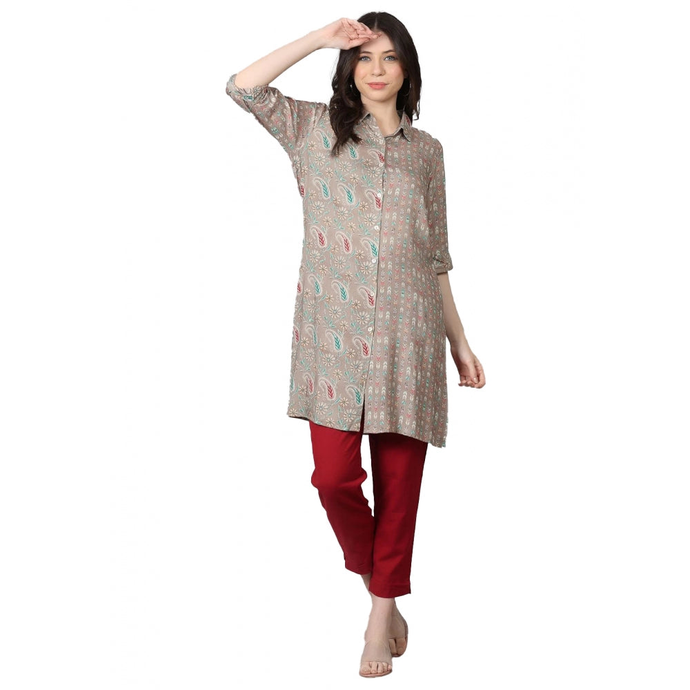 Casual 3/4 Sleeve Viscose Rayon Printed Kurti