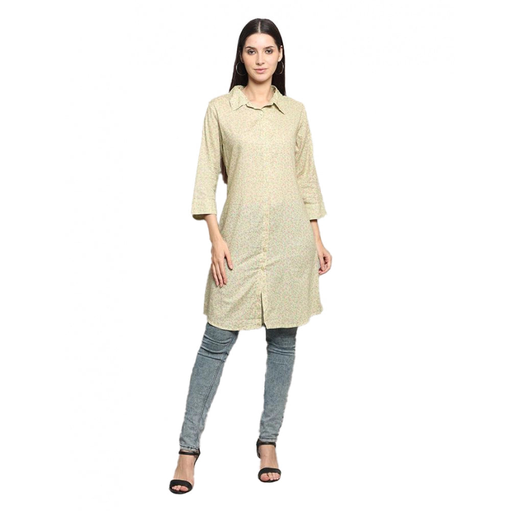 Casual 3/4 Sleeve Cotton Blend Printed Kurti