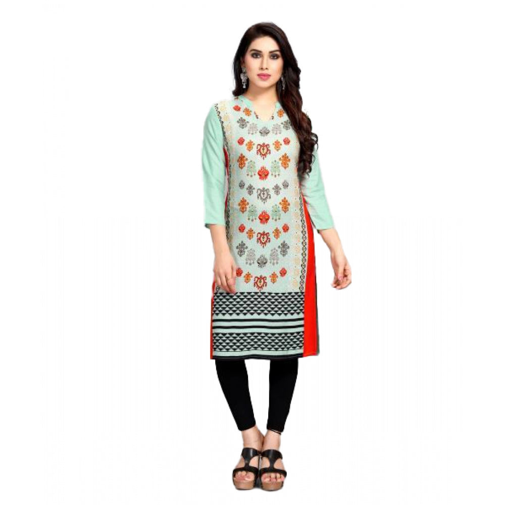 Casual 3/4 Sleeve Viscose Rayon Printed Kurti