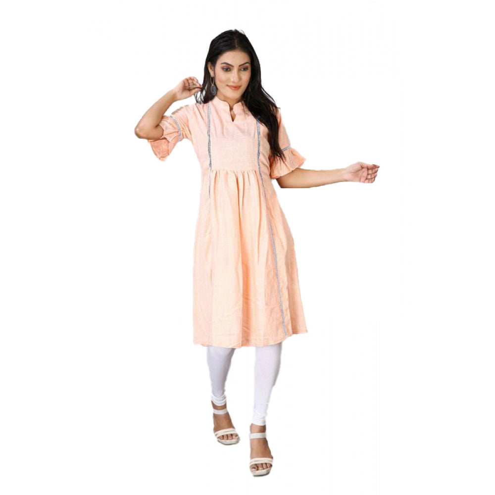 Casual Short Sleeve Silk Blend Printed Kurti