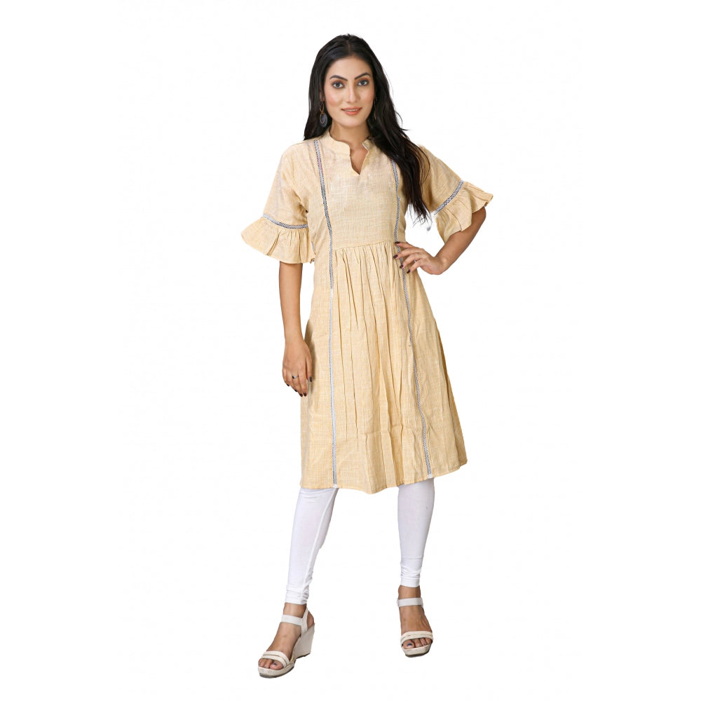 Casual Short Sleeve Silk Blend Printed Kurti