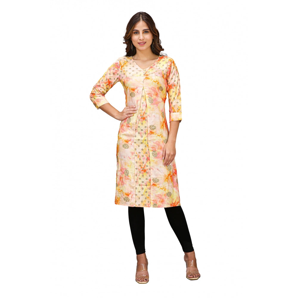 Casual 3/4 Sleeve Viscose Rayon Printed Kurti