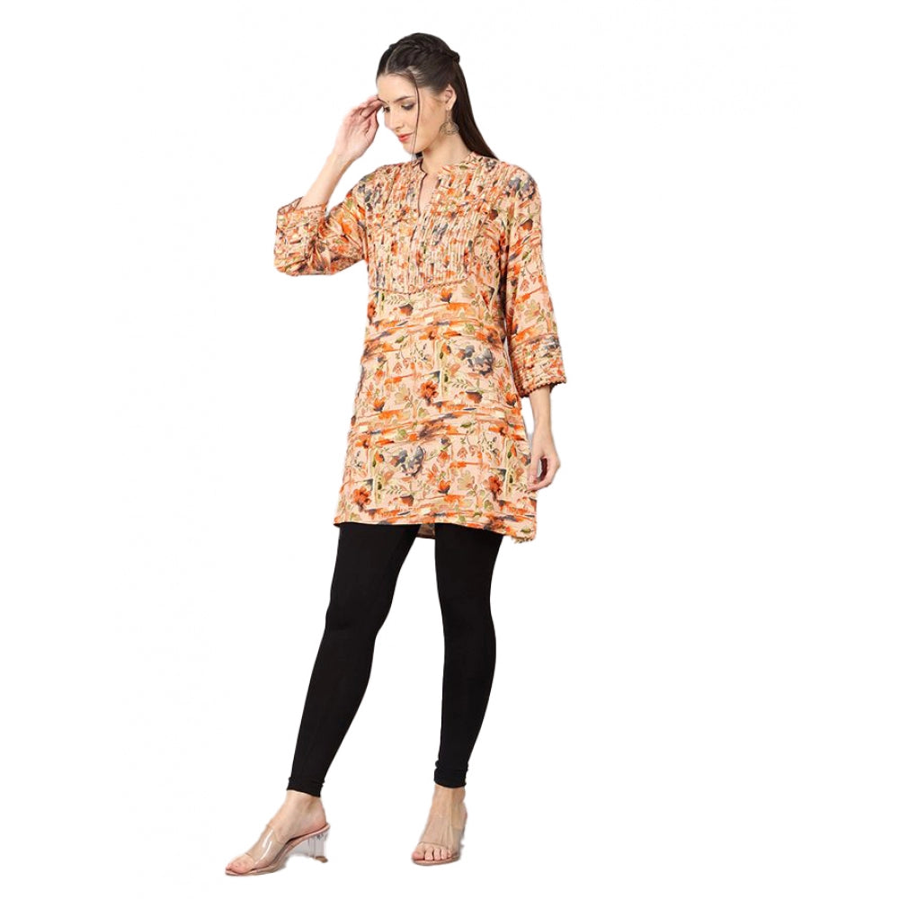 Casual 3/4 Sleeve Viscose Rayon Printed Kurti