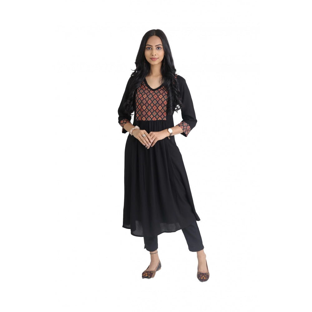 Casual 3/4 Sleeve Viscose Rayon Printed Kurti