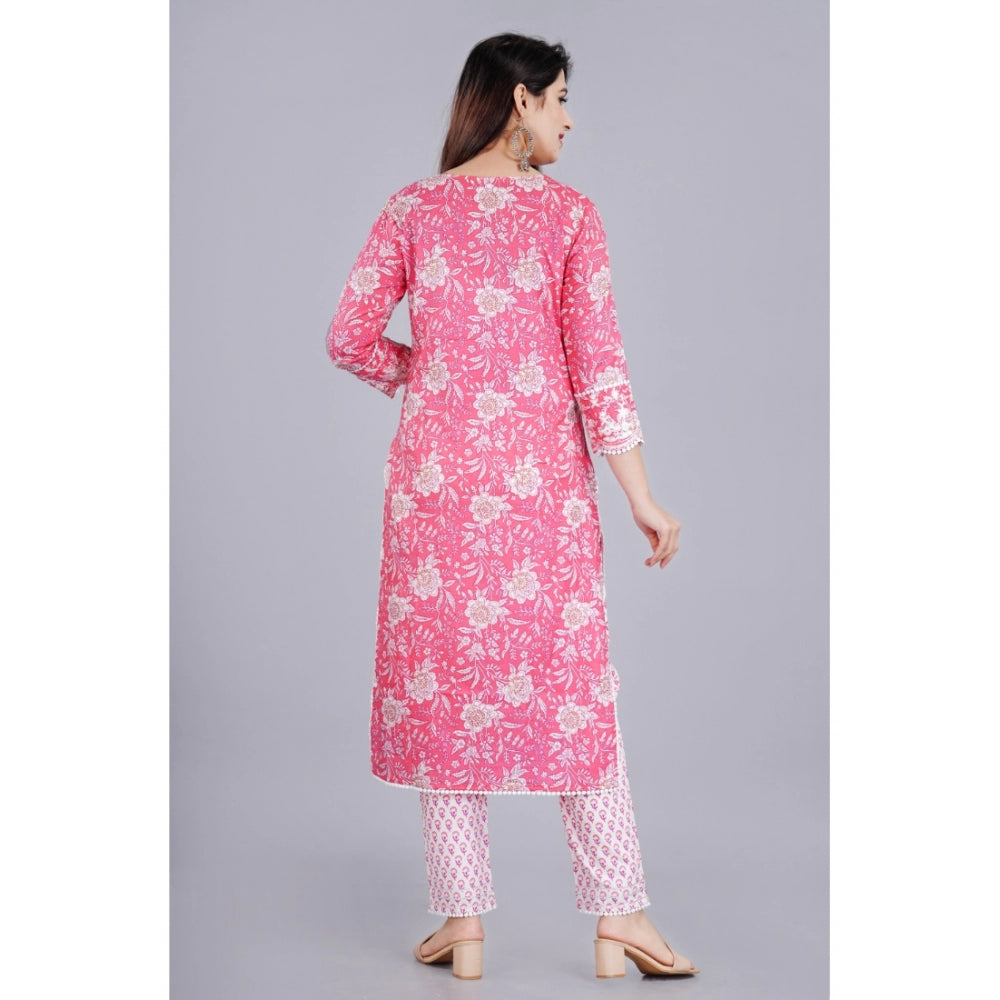 Casual 3/4 Sleeve Embroidered Rayon Kurti With Pant And Dupatta Set