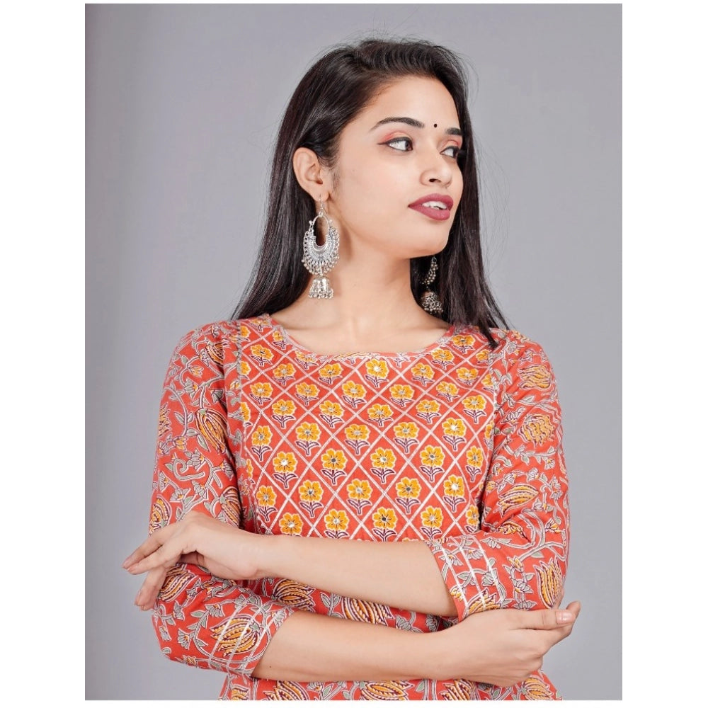 Casual 3/4 Sleeve Printed Rayon Kurti With Pant Set