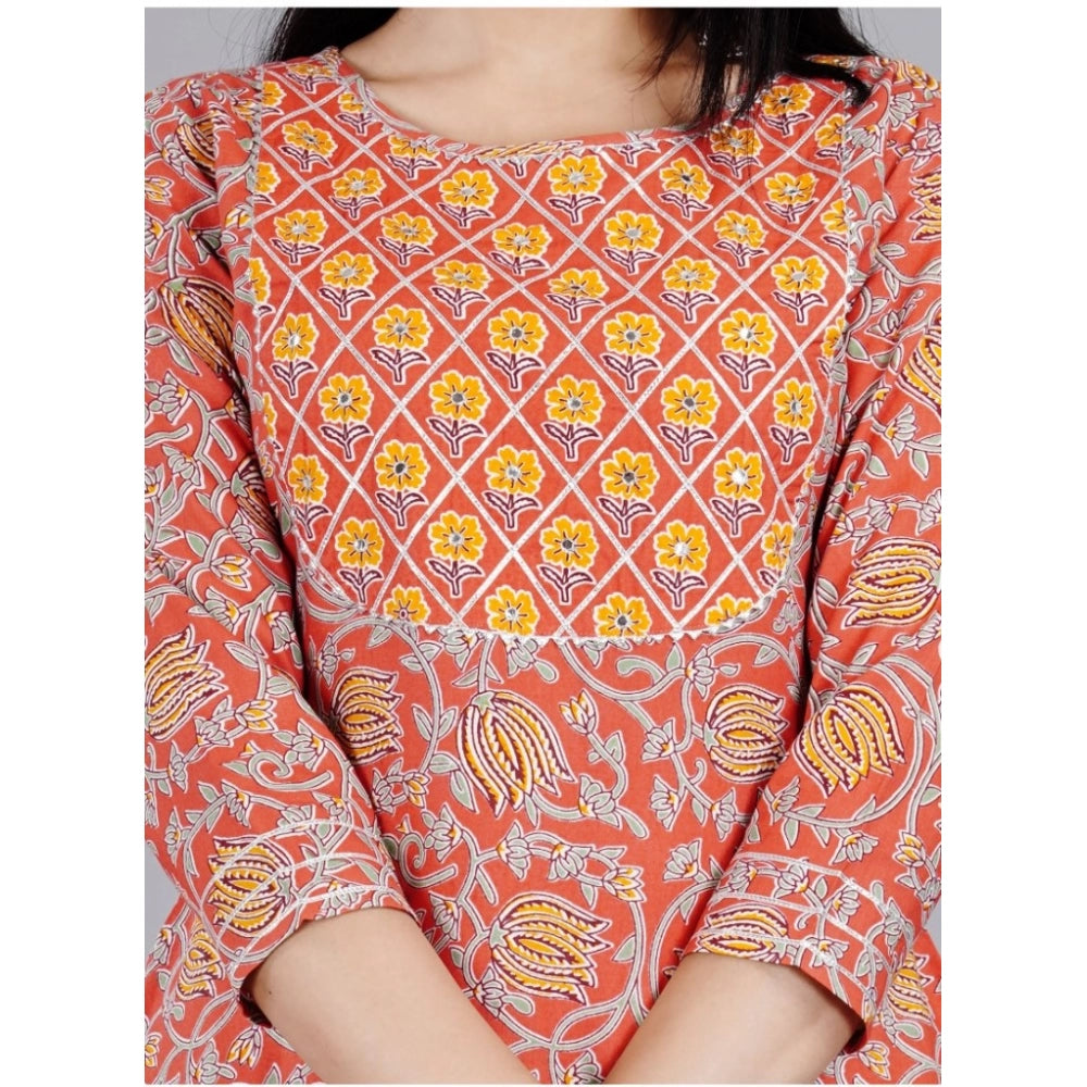 Casual 3/4 Sleeve Printed Rayon Kurti With Pant Set