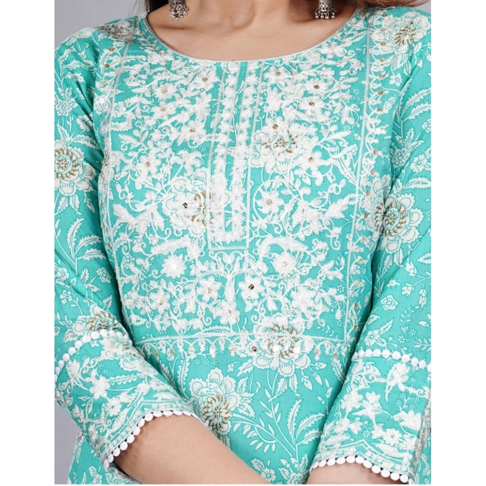 Casual 3/4 Sleeve Embroidered Rayon Kurti With Pant And Dupatta Set