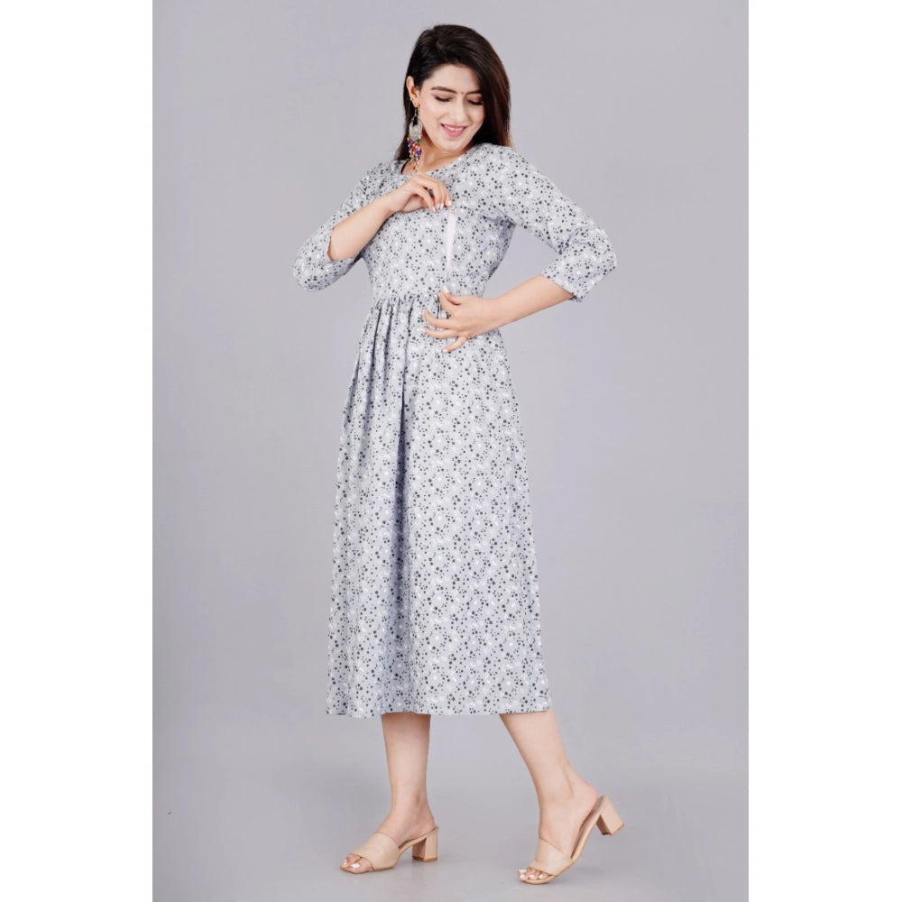 Casual 3/4 Sleeve Printed Viscose Maternity Feeding Kurti