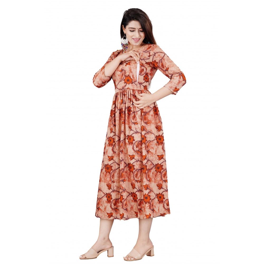 Casual 3/4 Sleeve Printed Viscose Maternity Feeding Kurti