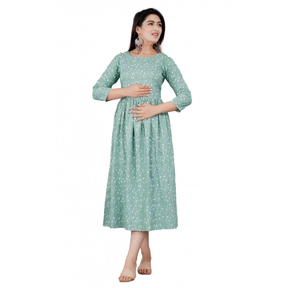 Casual 3/4 Sleeve Printed Viscose Maternity Feeding Kurti