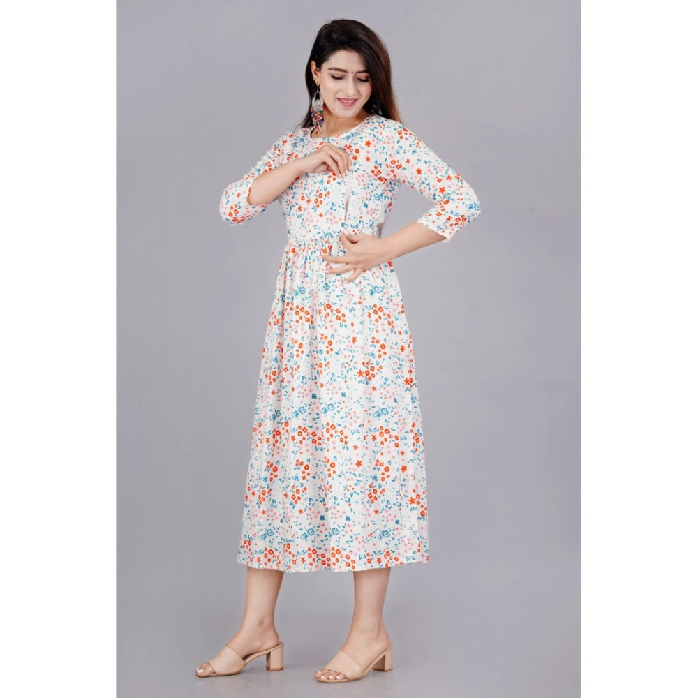 Casual 3/4 Sleeve Printed Viscose Maternity Feeding Kurti