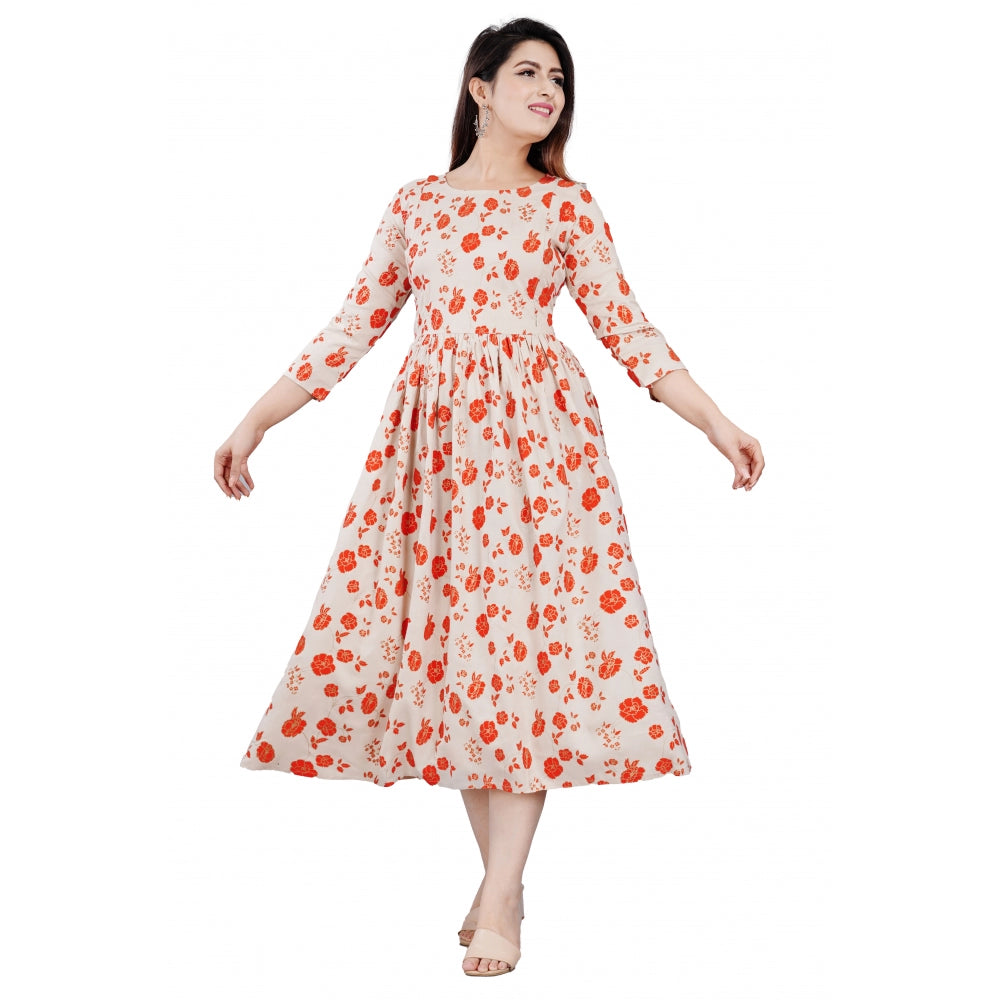 Casual 3/4 Sleeve Printed Viscose Maternity Feeding Kurti