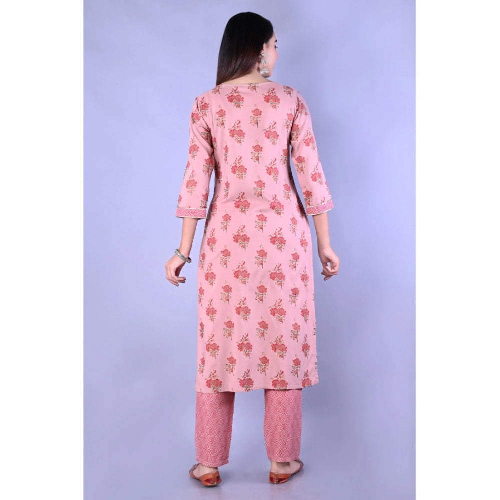 Casual 3/4 Sleeve Printed Rayon Kurti With Pant Set