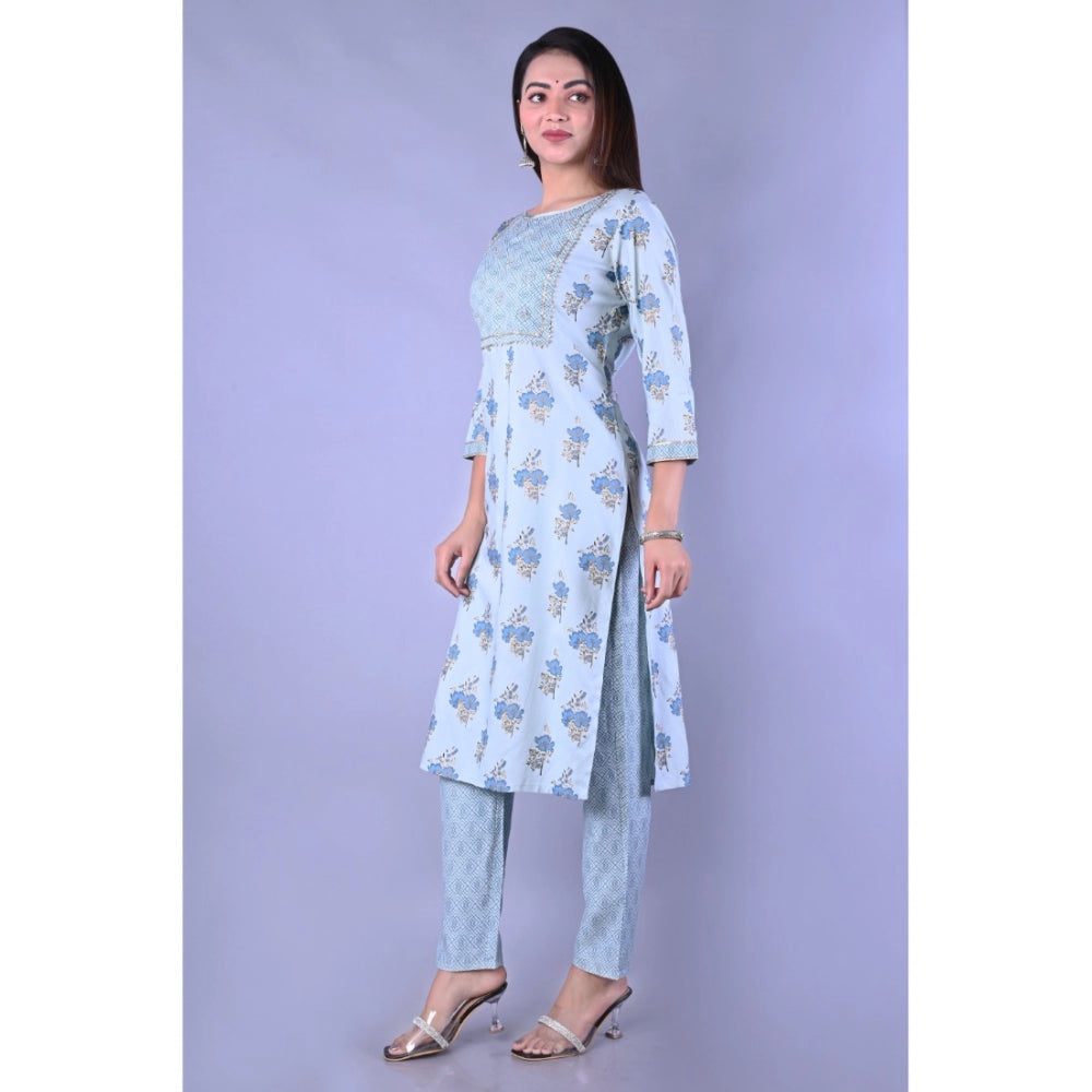 Casual 3/4 Sleeve Printed Rayon Kurti With Pant Set