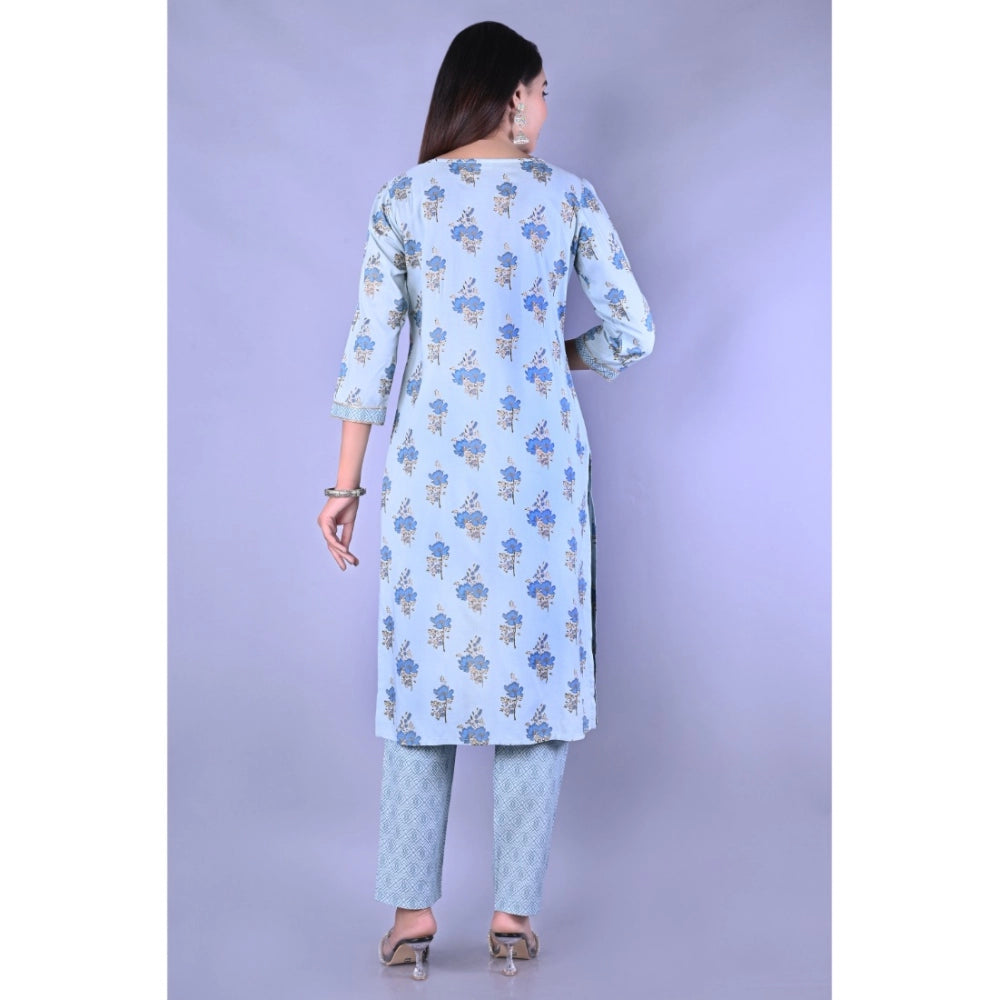 Casual 3/4 Sleeve Printed Rayon Kurti With Pant Set