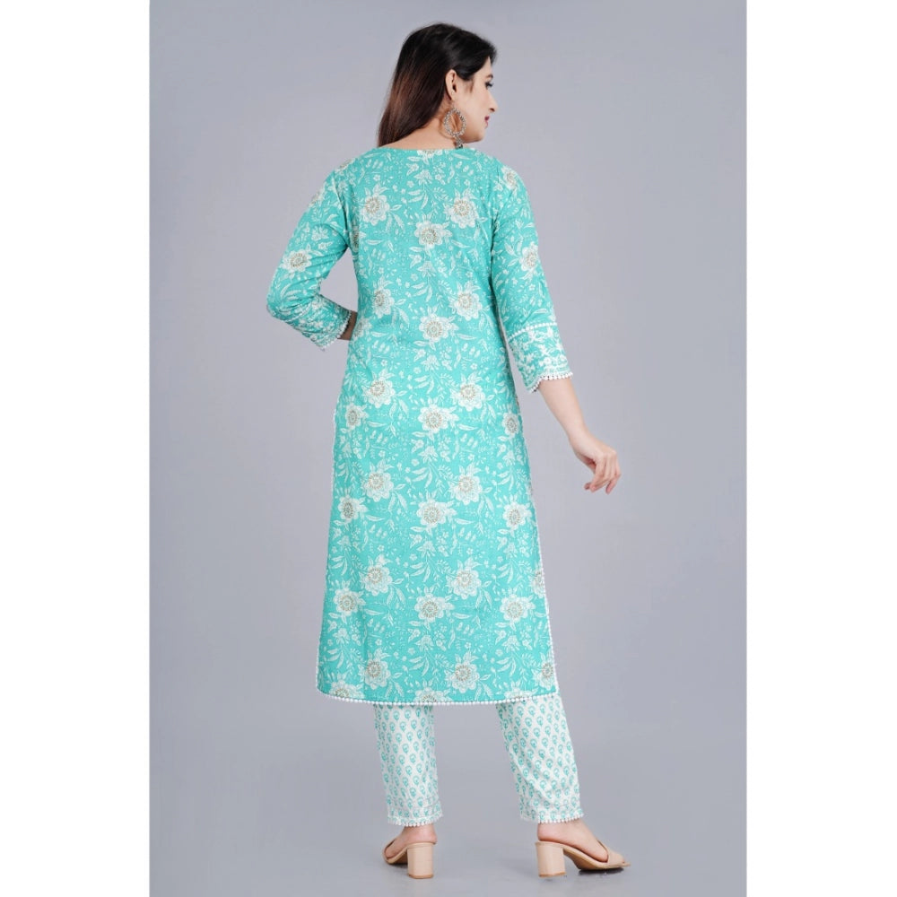 Casual 3/4 Sleeve Embroidered Rayon Kurti With Pant And Dupatta Set