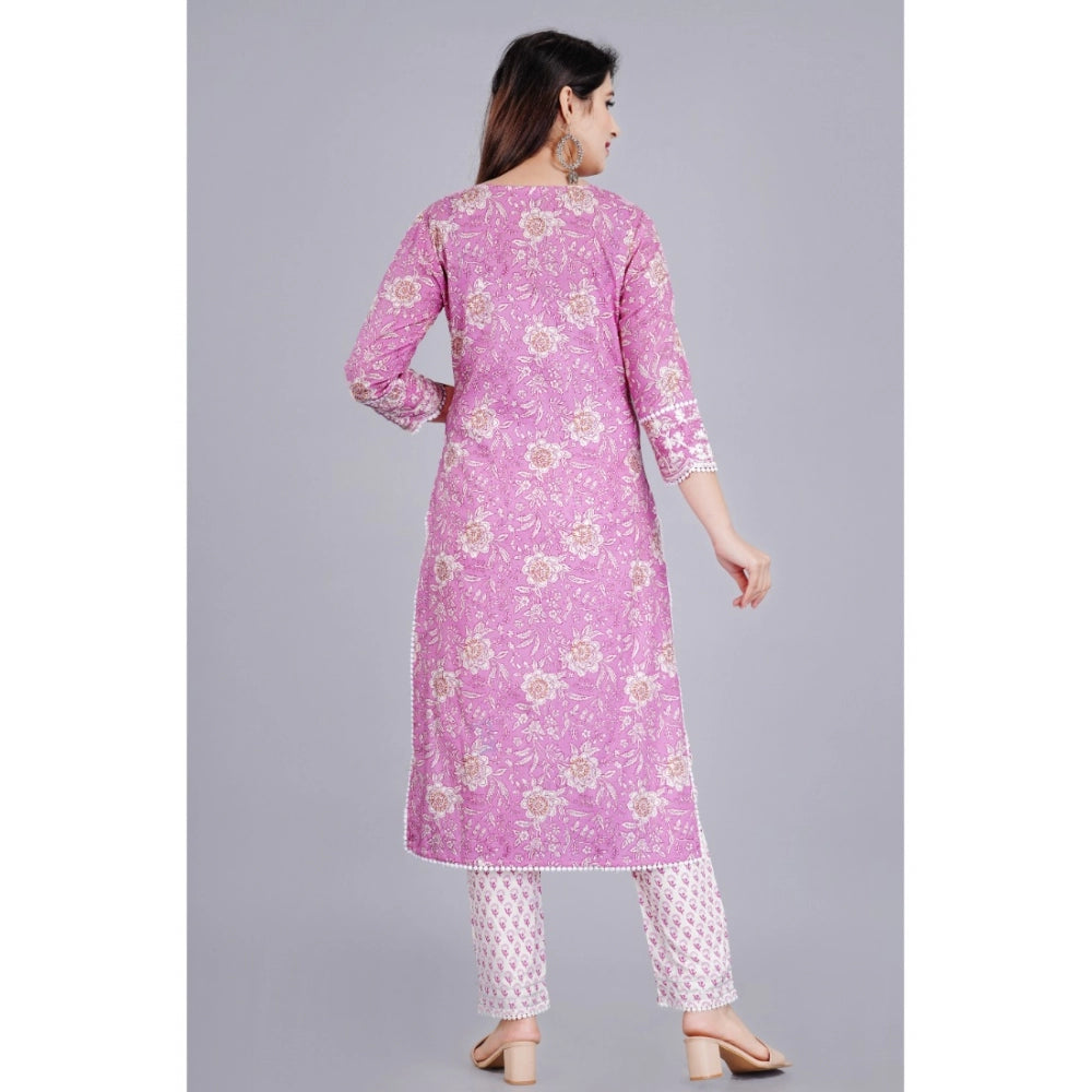 Casual 3/4 Sleeve Embroidered Rayon Kurti With Pant And Dupatta Set