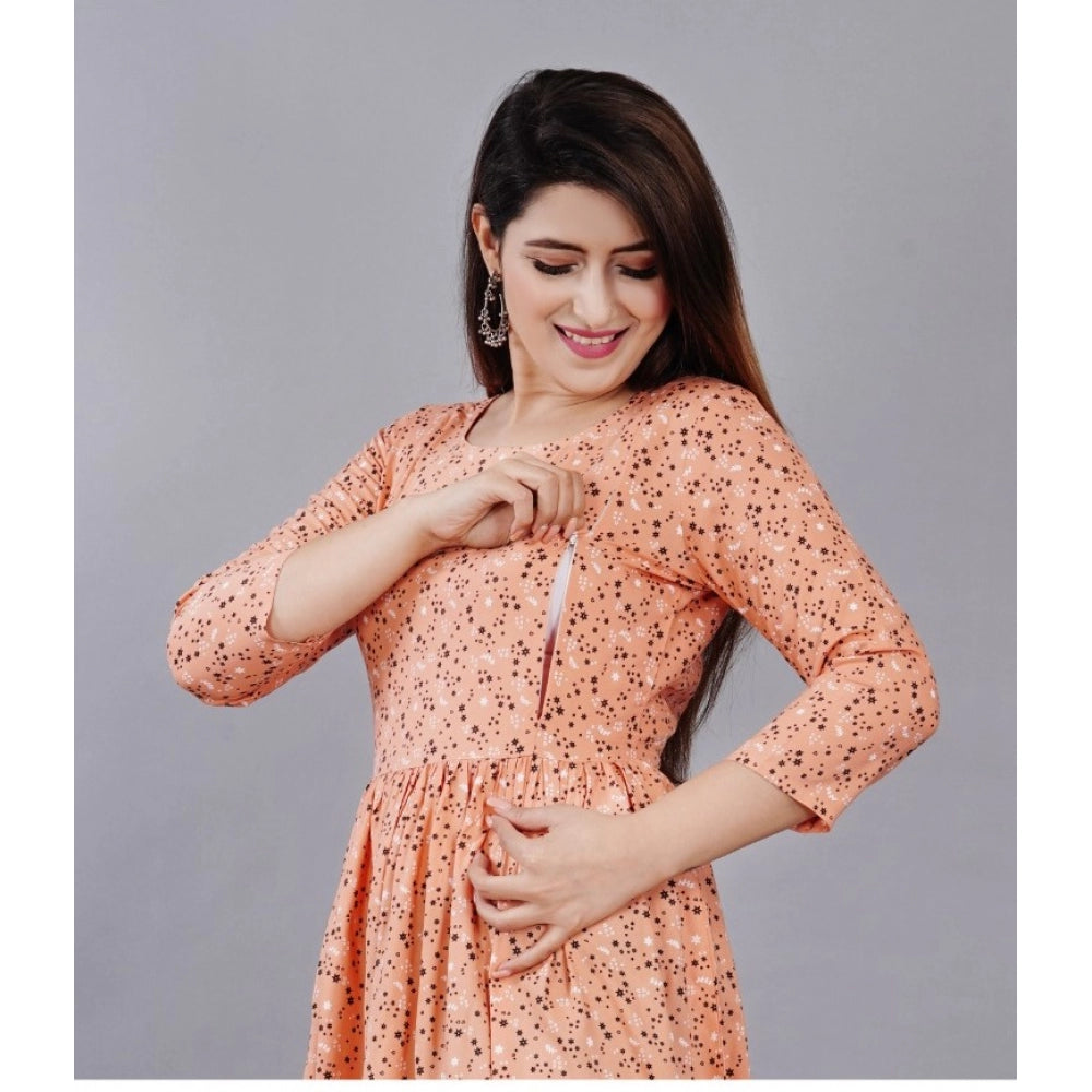 Casual 3/4 Sleeve Printed Viscose Maternity Feeding Kurti