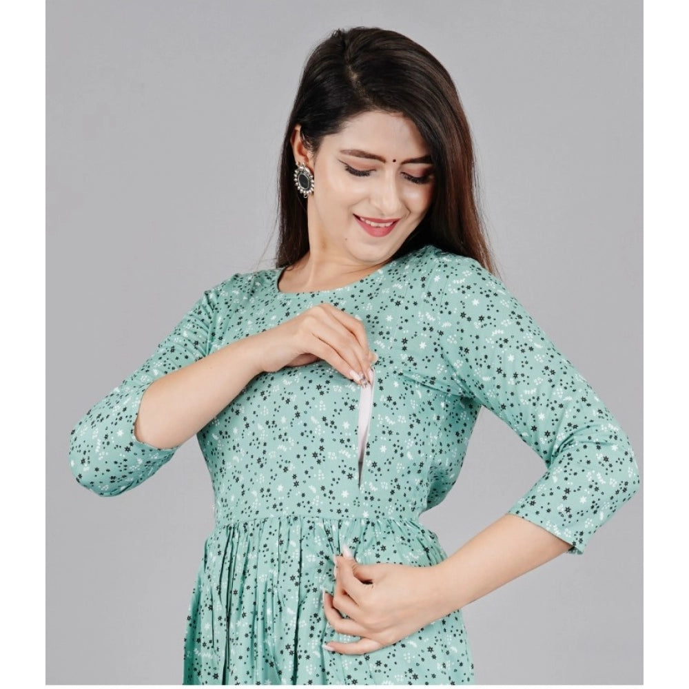 Casual 3/4 Sleeve Printed Viscose Maternity Feeding Kurti