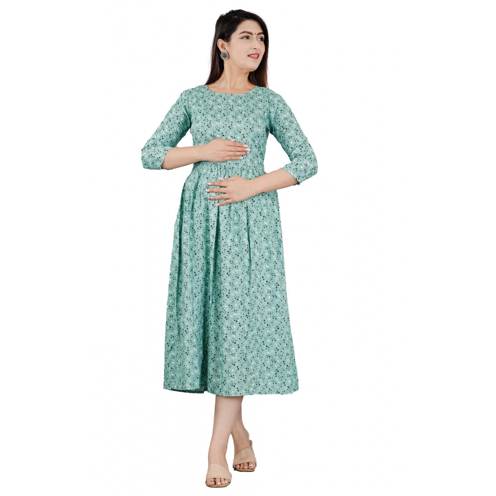 Casual 3/4 Sleeve Printed Viscose Maternity Feeding Kurti