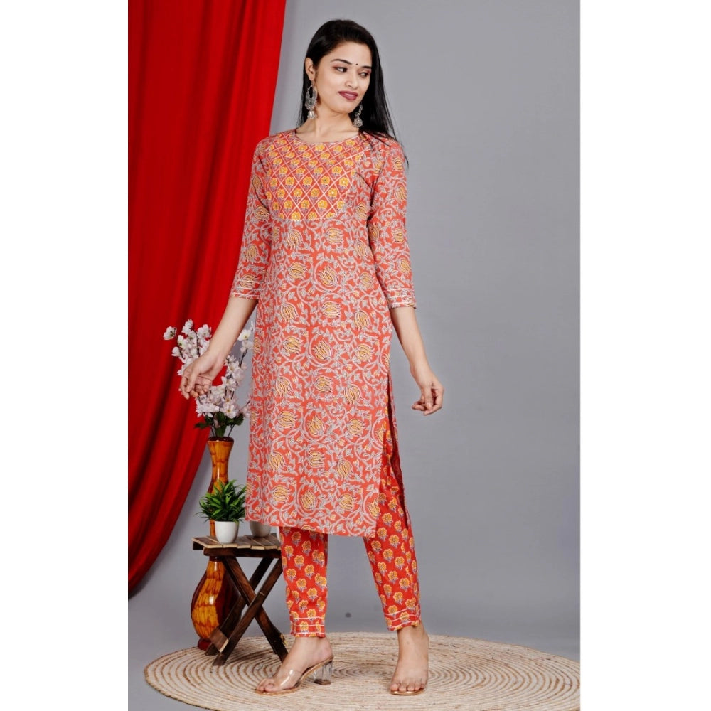 Casual 3/4 Sleeve Printed Rayon Kurti With Pant Set