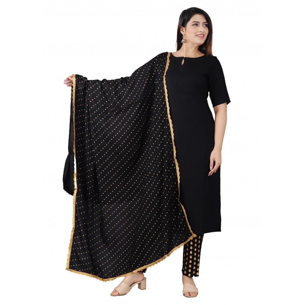 Casual Half Sleeve Solid Rayon Kurti With Pant And Dupatta Set