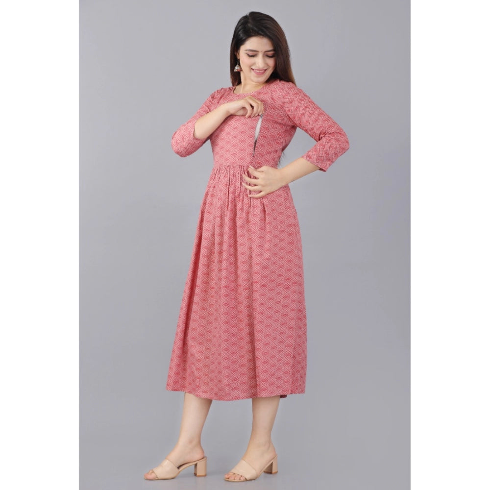 Casual 3/4 Sleeve Printed Viscose Maternity Feeding Kurti