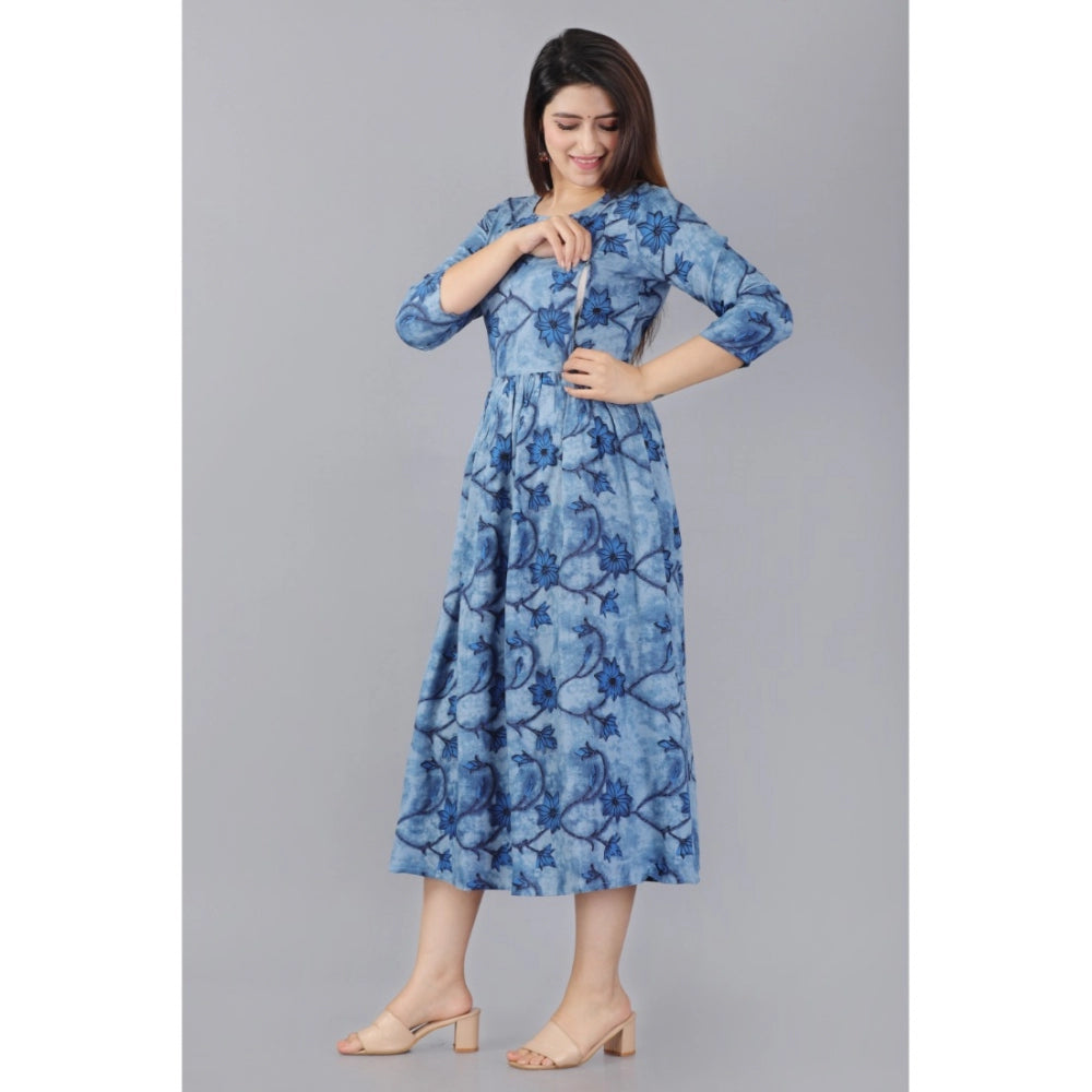 Casual 3/4 Sleeve Printed Viscose Maternity Feeding Kurti