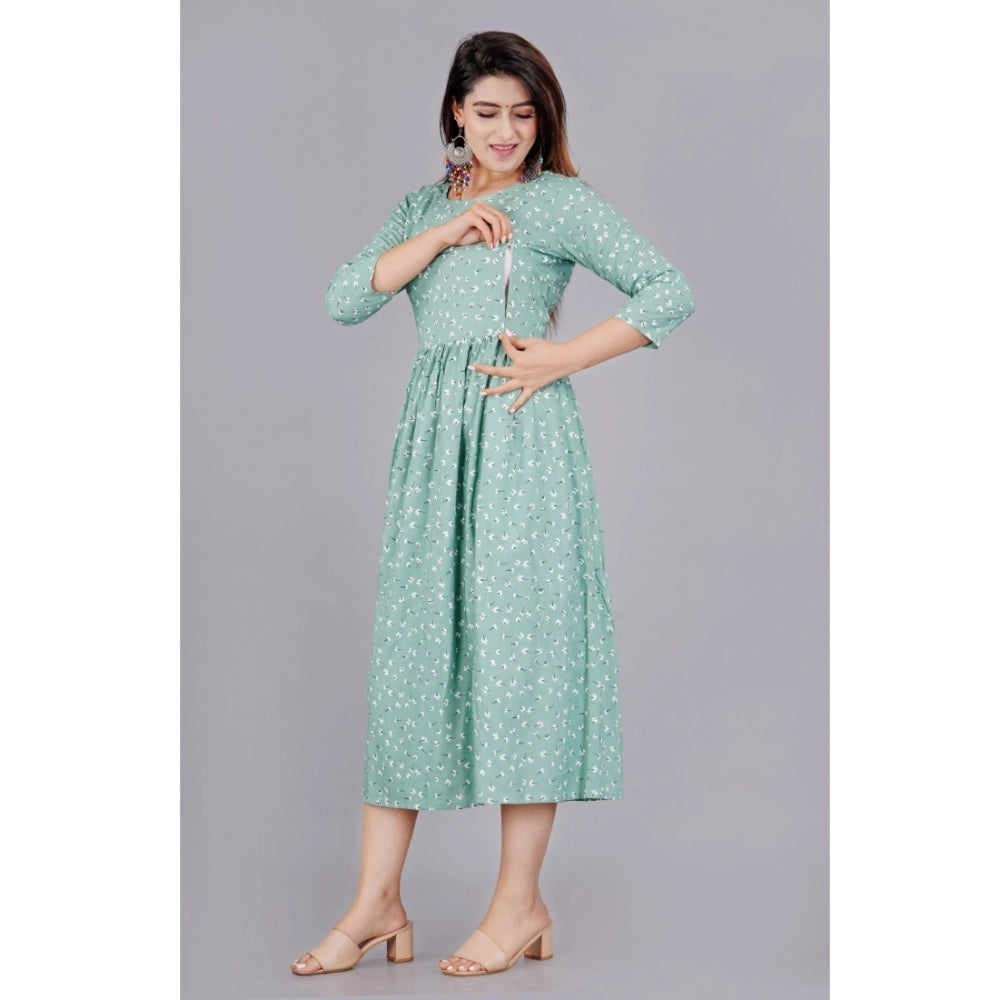 Casual 3/4 Sleeve Printed Viscose Maternity Feeding Kurti