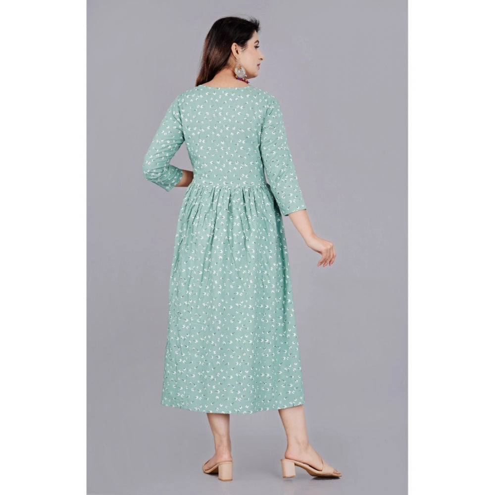 Casual 3/4 Sleeve Printed Viscose Maternity Feeding Kurti