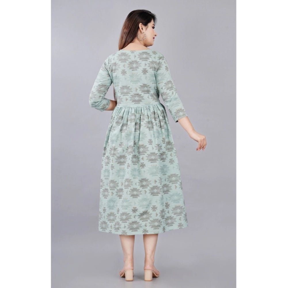 Casual 3/4 Sleeve Printed Viscose Maternity Feeding Kurti