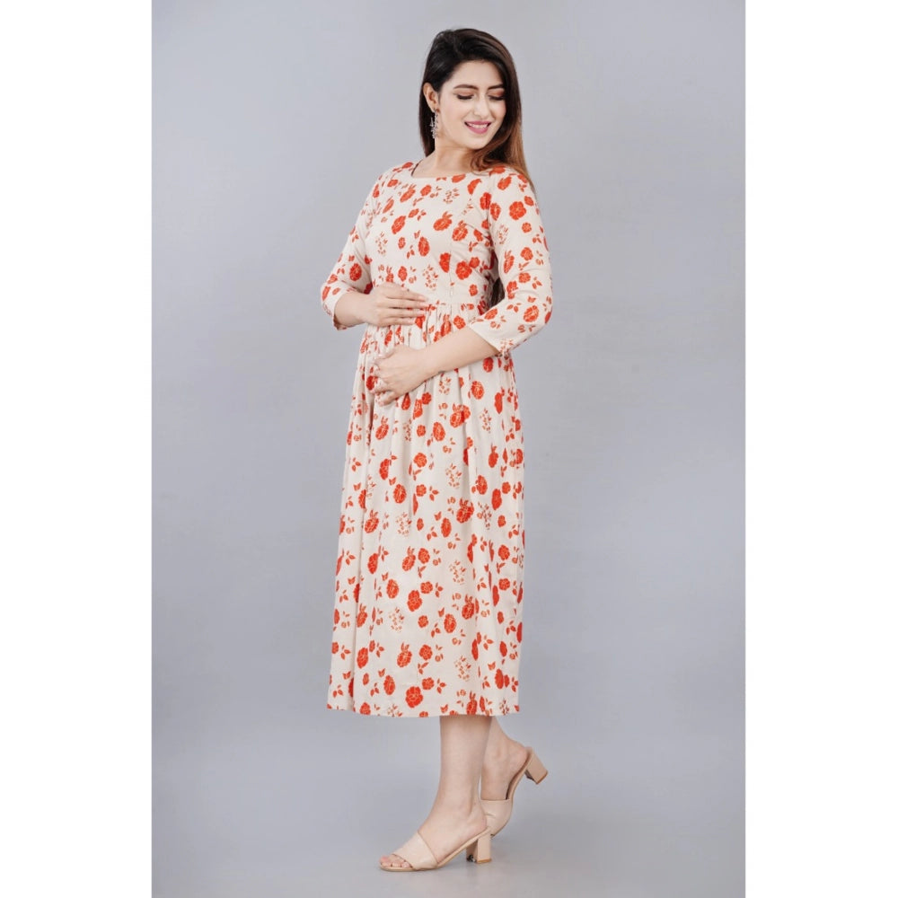 Casual 3/4 Sleeve Printed Viscose Maternity Feeding Kurti