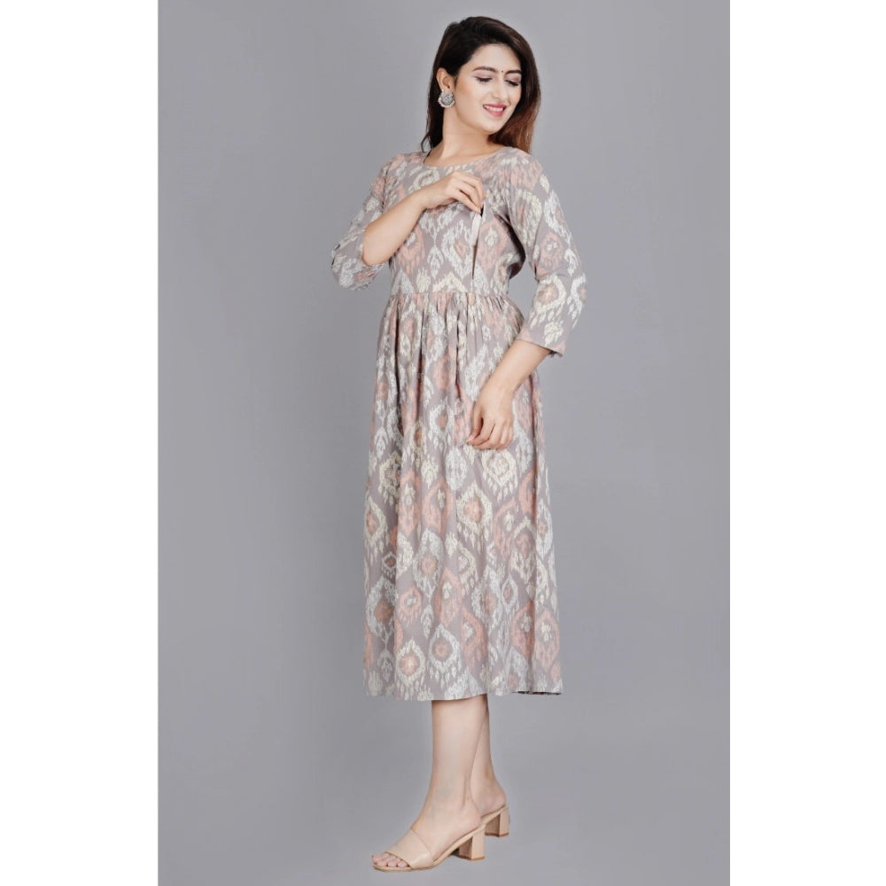 Casual 3/4 Sleeve Printed Viscose Maternity Feeding Kurti