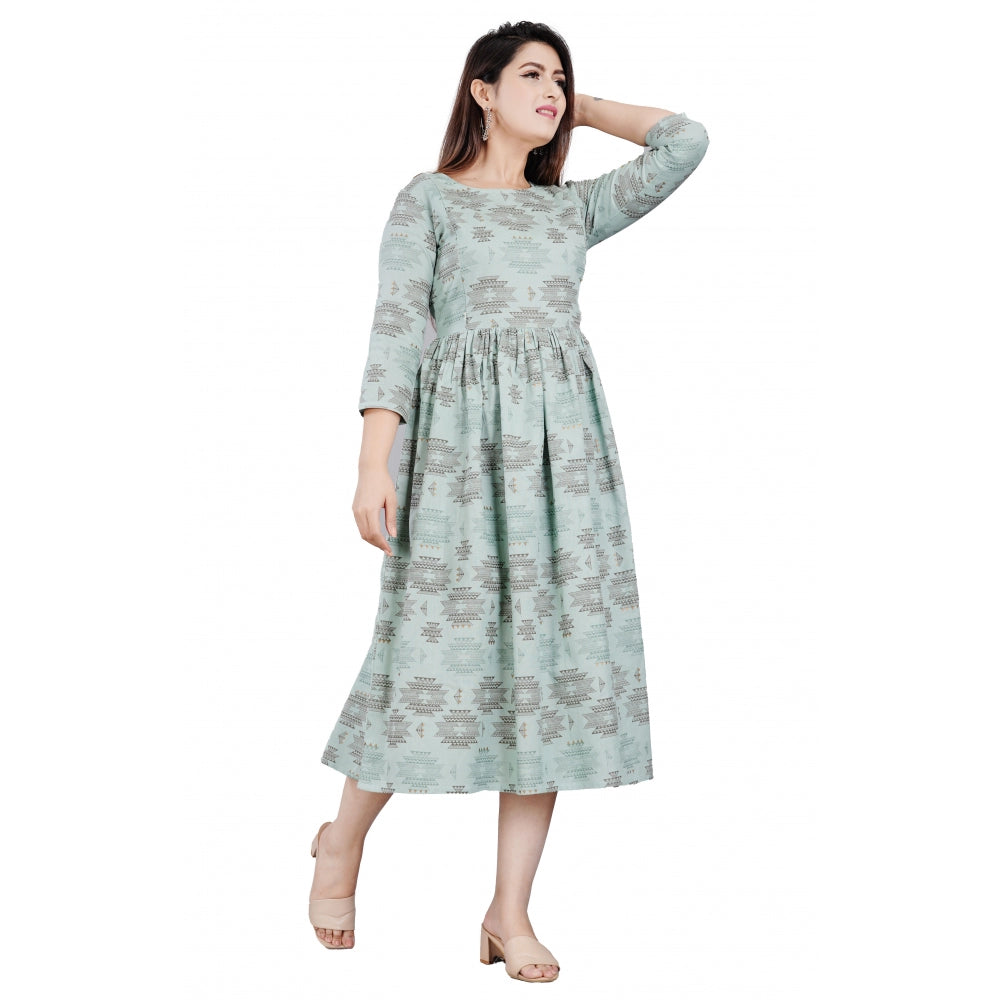 Casual 3/4 Sleeve Printed Viscose Maternity Feeding Kurti