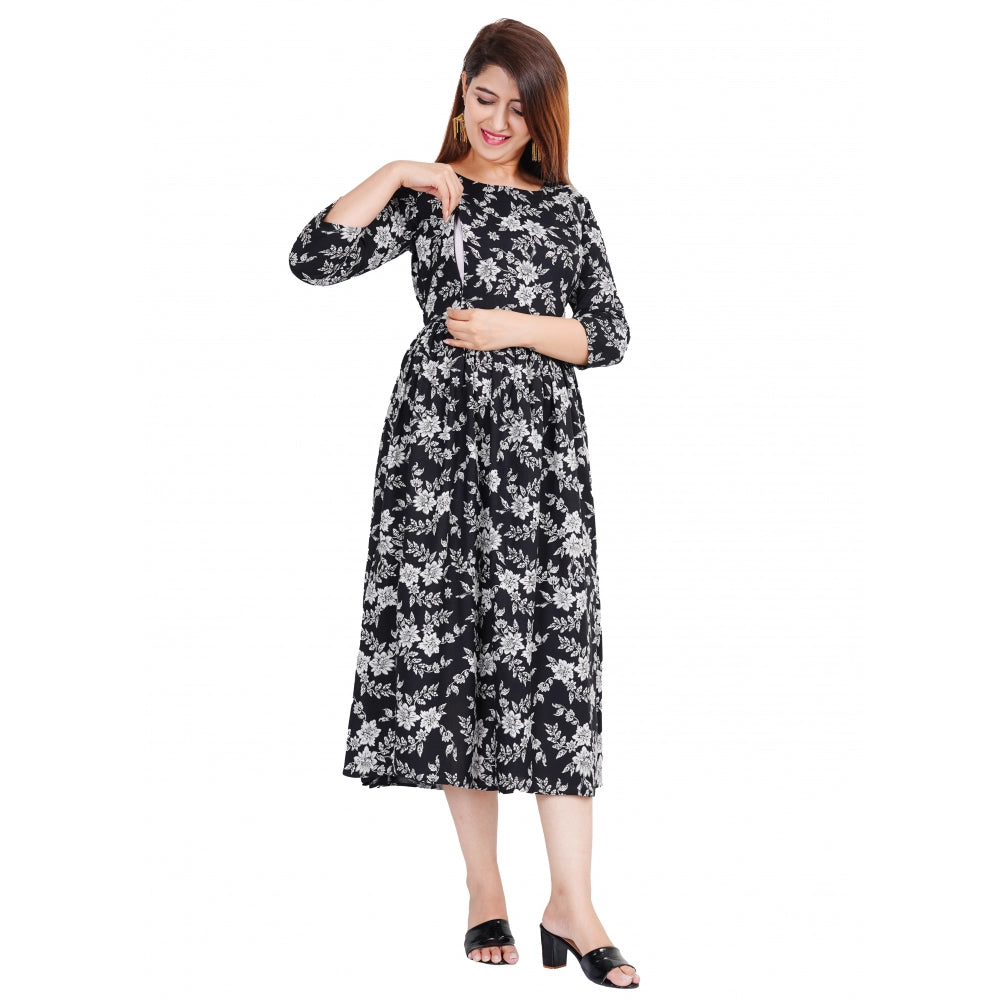 Casual 3/4 Sleeve Printed Viscose Maternity Feeding Kurti