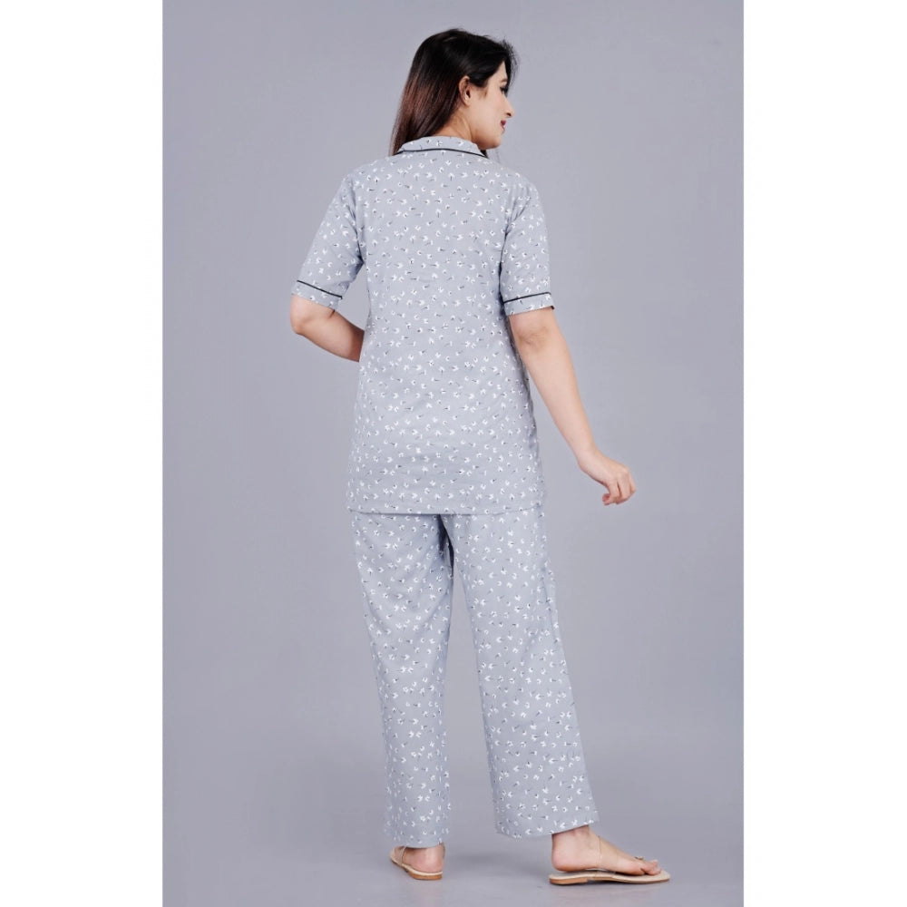 Casual Half Sleeve Printed Viscose Rayon Shirt With Pyjama Pant Night Suit Set