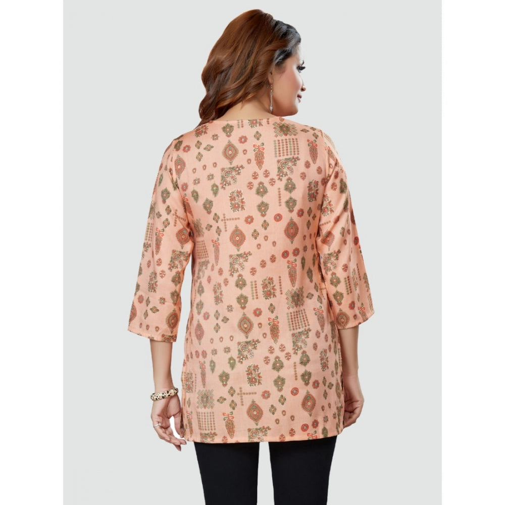 Casual 3/4 Sleeves Printed Rayon Short Top