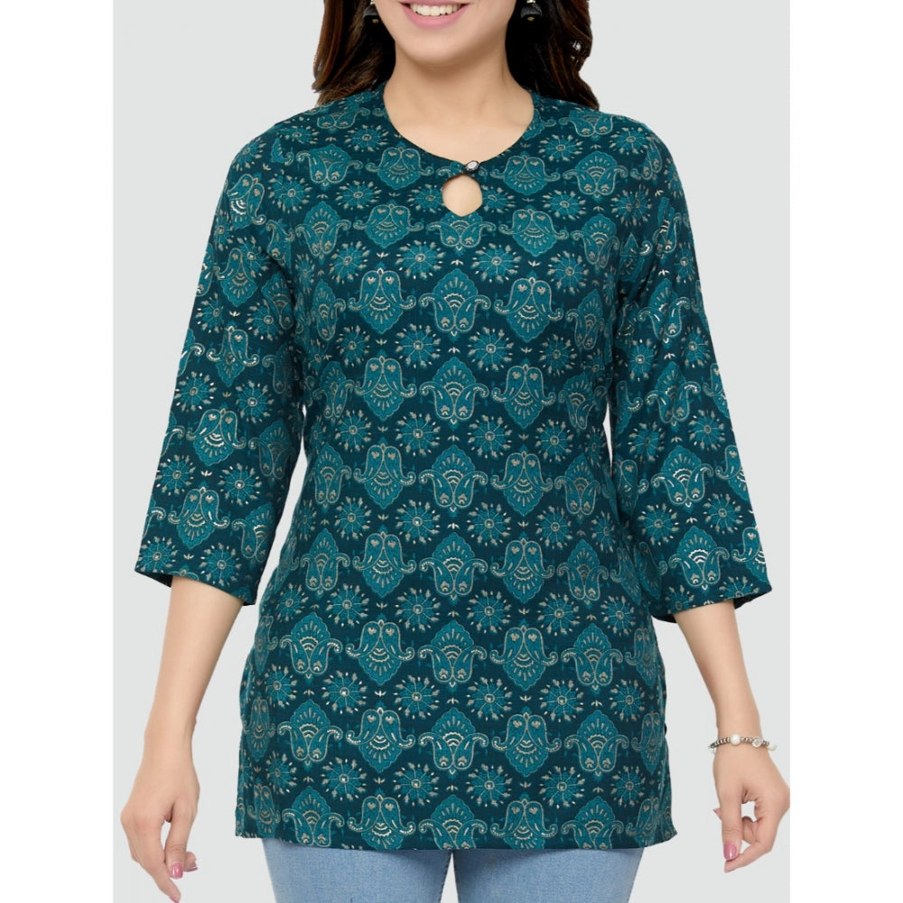 Casual 3/4 Sleeves Printed Rayon Short Top