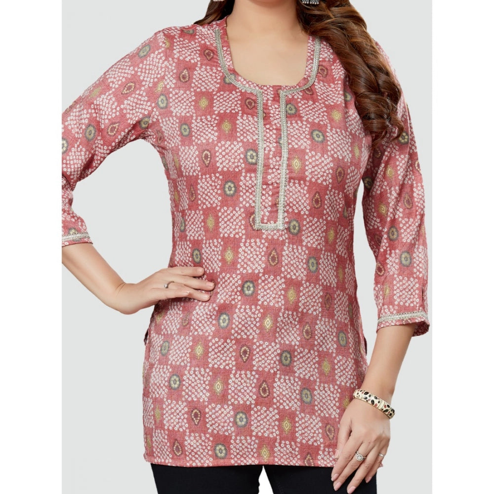 Casual 3/4 Sleeves Printed Rayon Short Top