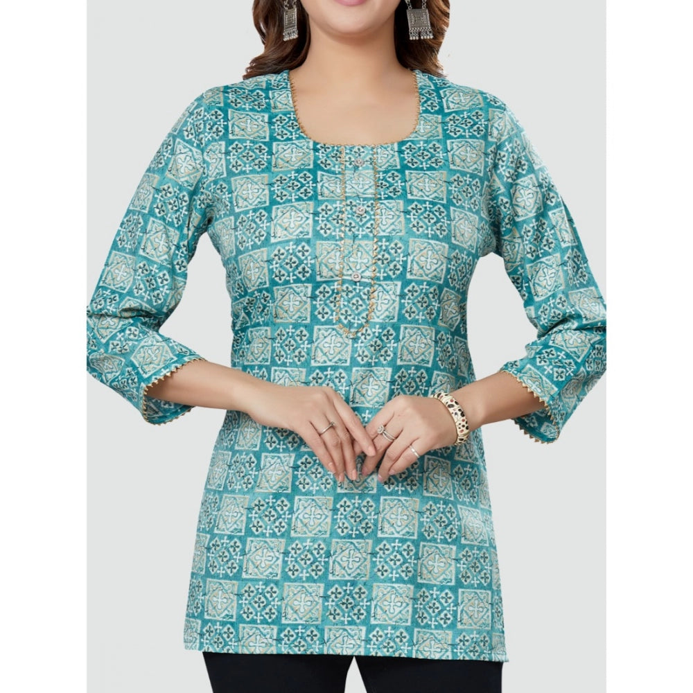 Casual 3/4 Sleeves Printed Rayon Short Top