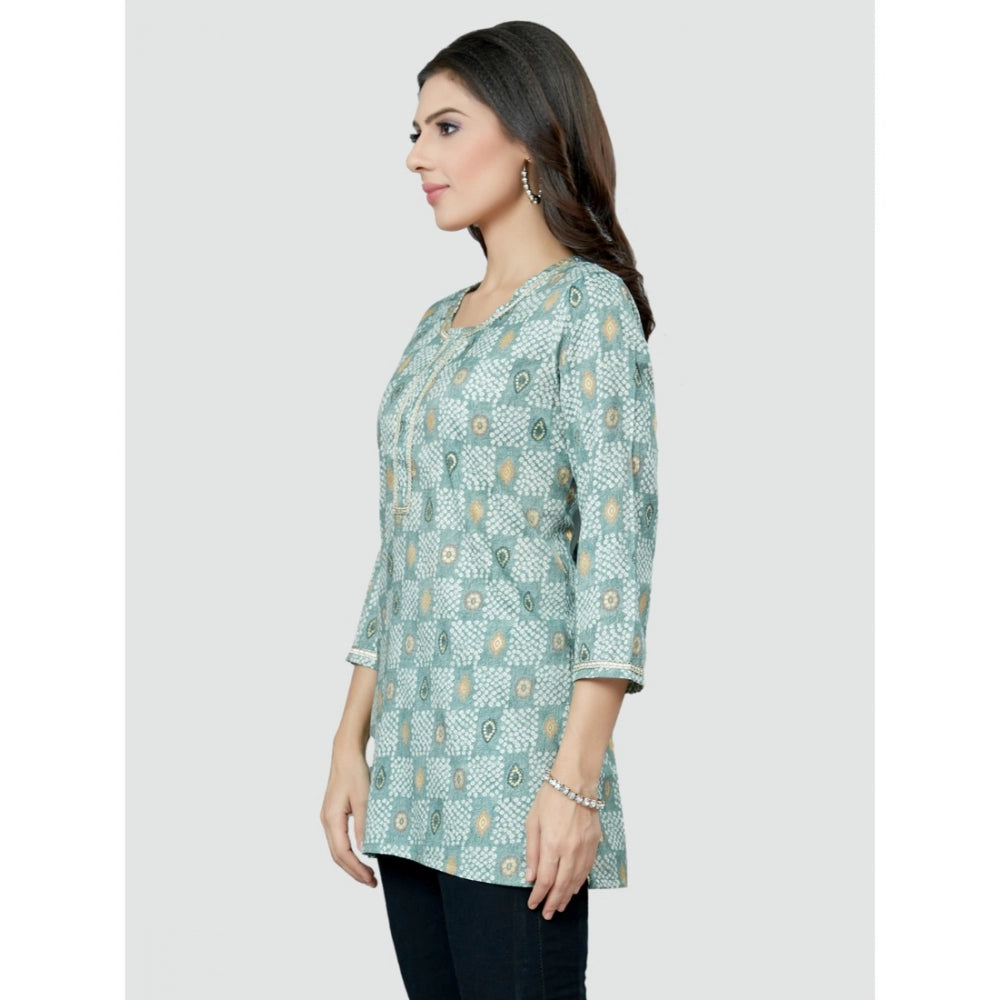 Casual 3/4 Sleeves Printed Rayon Short Top