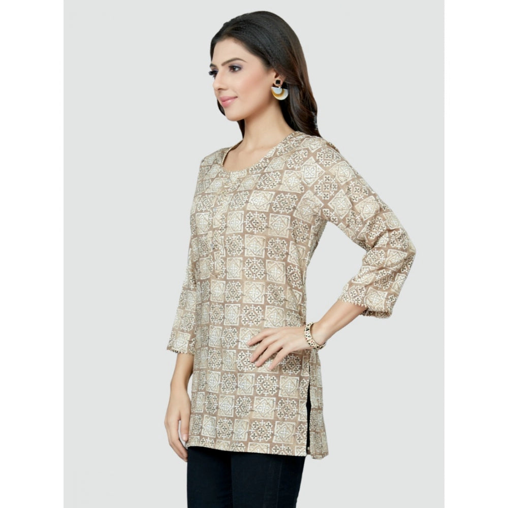 Casual 3/4 Sleeves Printed Rayon Short Top