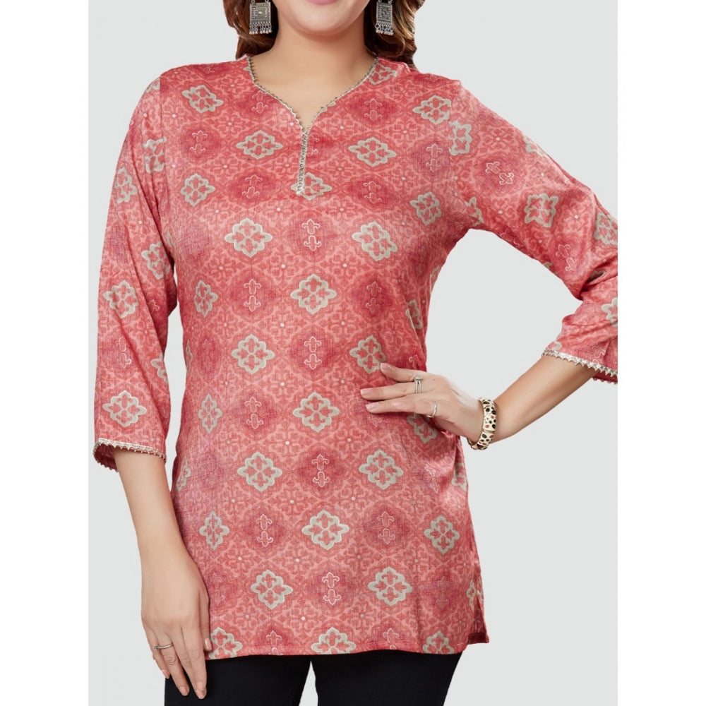 Casual 3/4 Sleeves Printed Rayon Short Top